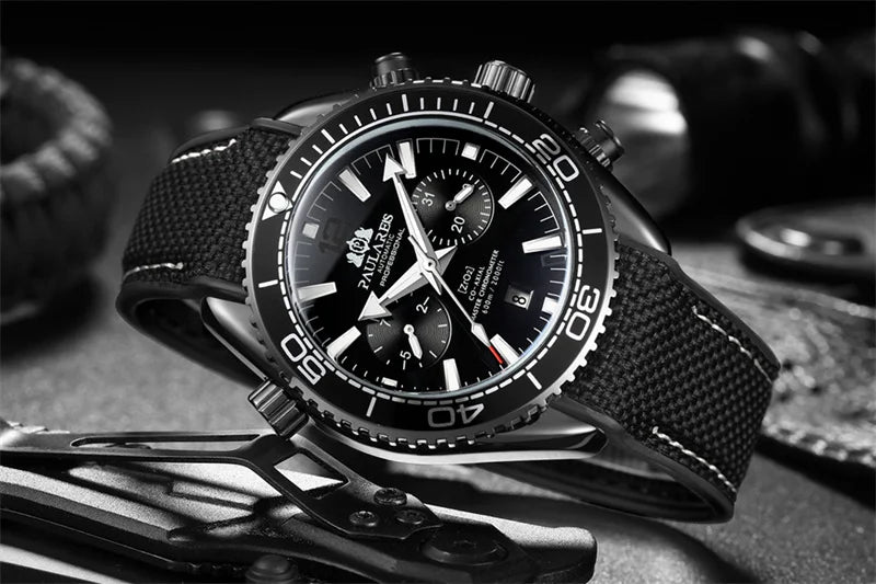 PAULAREIS P Reloj mecánico automático de lujo para hombre, cuerda automática, correa de caucho, resistente al agua, luminoso, con fecha, reloj de moda para hombre