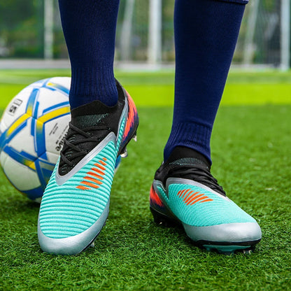 Football Shoes Men Quality Outdoor Training Soccer Boots Black White Long Spike Suitable for Teenager Boys Big Size