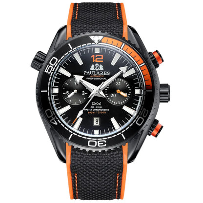 PAULAREIS P Reloj mecánico automático de lujo para hombre, cuerda automática, correa de caucho, resistente al agua, luminoso, con fecha, reloj de moda para hombre