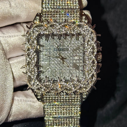 Shine Luxury Hip-Hop Diamond Watch with Emeralds for Men Replica Czech Stone Inlaid Waterproof Gold Watch שעוני יוקרה