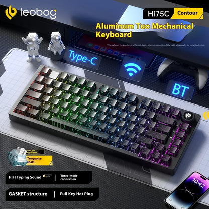 LEOBOG Hi75C Mechanical Keyboard 3Mode/Wired kit Hot Swap With Knob RGB Aluminium Alloy Gasket Hi75C Keyboard Kit PC Custom Gift