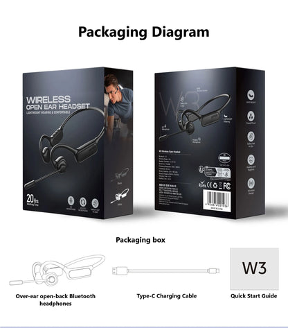 Open-Ear Bluetooth Headset with Noise-Reducing Boom Microphone – Lightweight Wireless Headphones for Office, Call Center & Truck Drivers