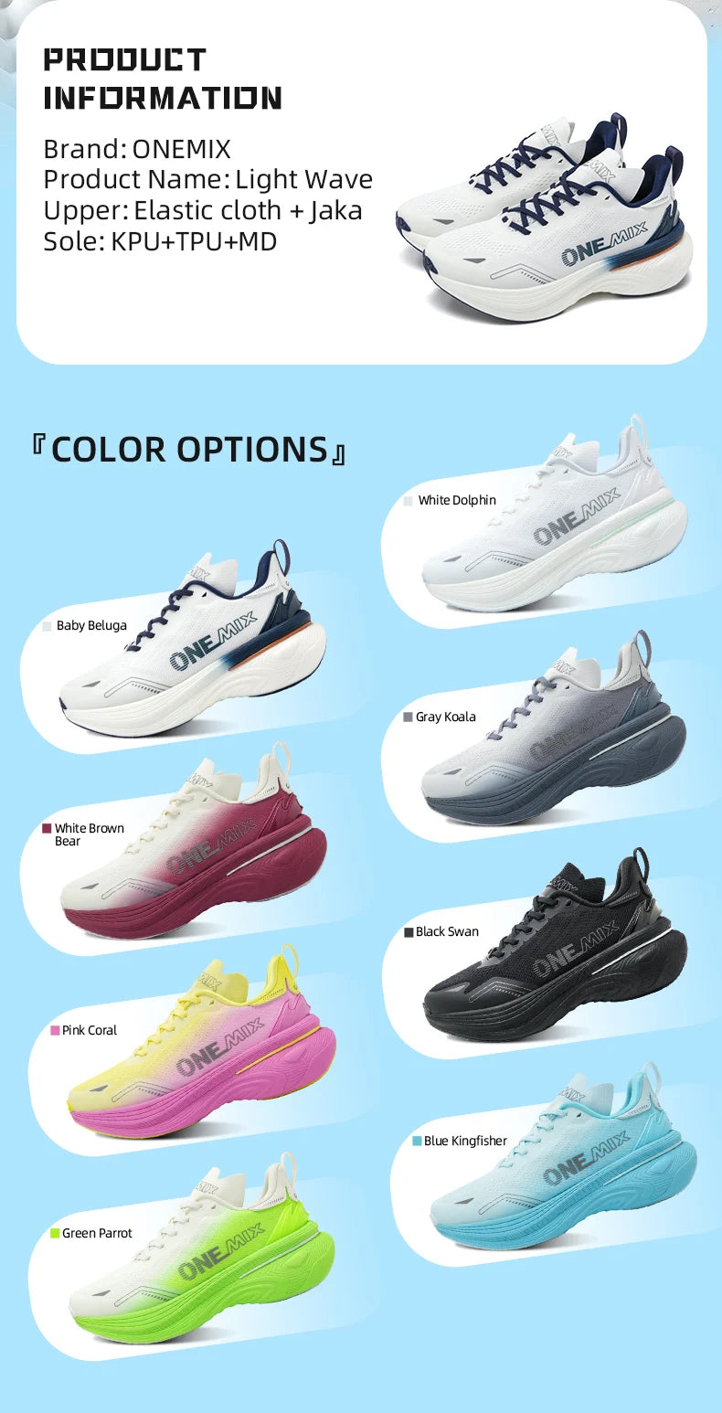 ONEMIX Nové běžecké boty s polstrováním pro ženy a muže, lehké, módní outdoorové tenisky, sportovní obuv na silnici, trénink, jogging, fitness