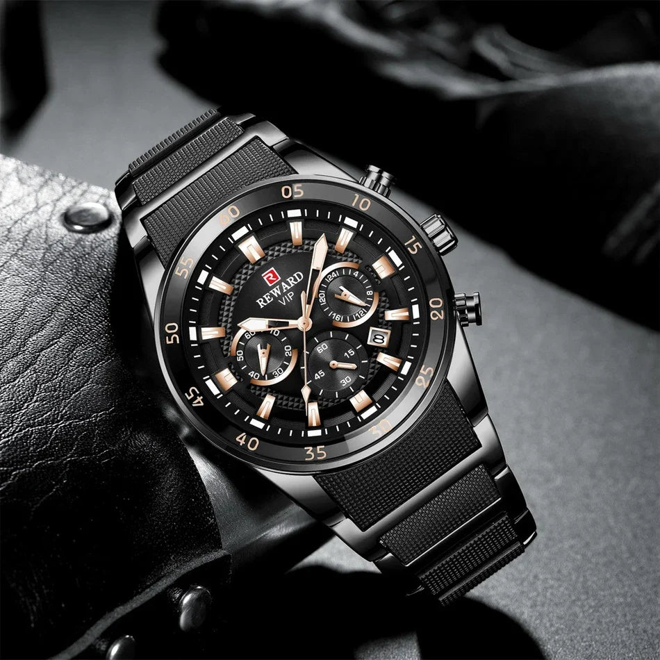 REWARD Relogios Masculino 81011M Sports Silicone Quartz Men's Watch Waterproof Calendar Chronograph Luminous Watches Men Часы