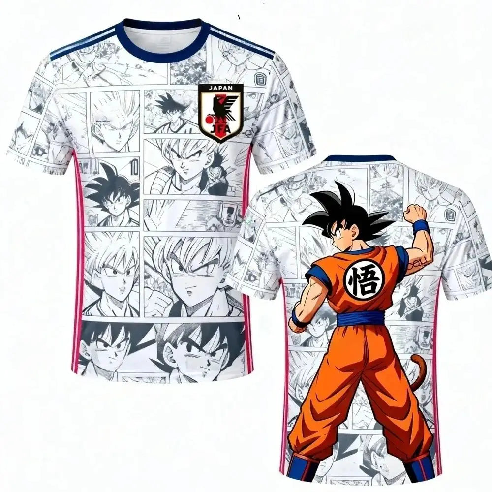 2026 New Japanese Anime Dragon Ball Z Special Edition Soccer Jersey for Kids Goku 3D Printed T-shirt Men's Soccer Training Suit