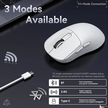 Mouse gaming wireless ATTACK SHARK X3 PixArt PAW3395 49g SUPERLIGHT, BT/2.4G wireless/cablato, 6 DPI regolabili fino a 26000