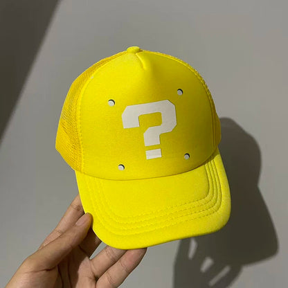 Anime Cartoon Super Brothers Cosplay Baseball Hat Breathable Sun Protection Yellow Question Block Baseball  Sun Shading Cap