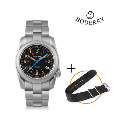 Boderry Field Watch VOYAGER Mens Watches 100M Waterproof Titanium Automatic Luminous For Seiko Movement Wristwatch