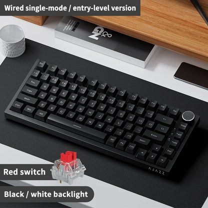 Tastiera meccanica cablata AJAZZ AK820 75%: hot‑swappable, retroilluminazione RGB/bianca/azzurro ghiaccio, controllo con manopola del volume | Per ufficio e gaming
