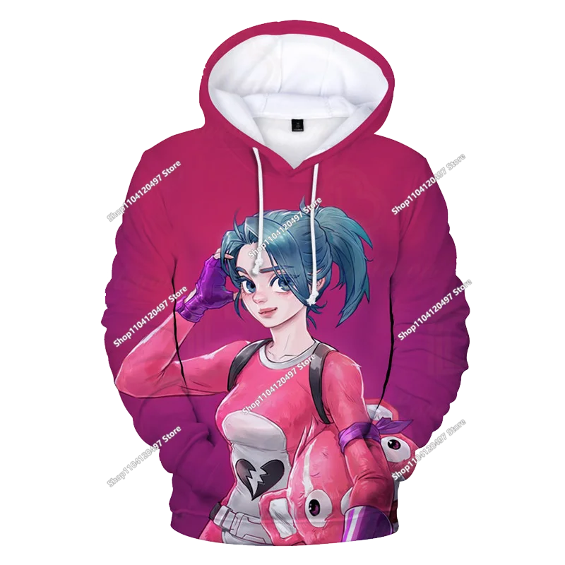 Sweatshirt com Capuz Infantil 3D 2025, Nova Série Anime Fortnite Estampada, Pullover de Marca Trendy, Presente