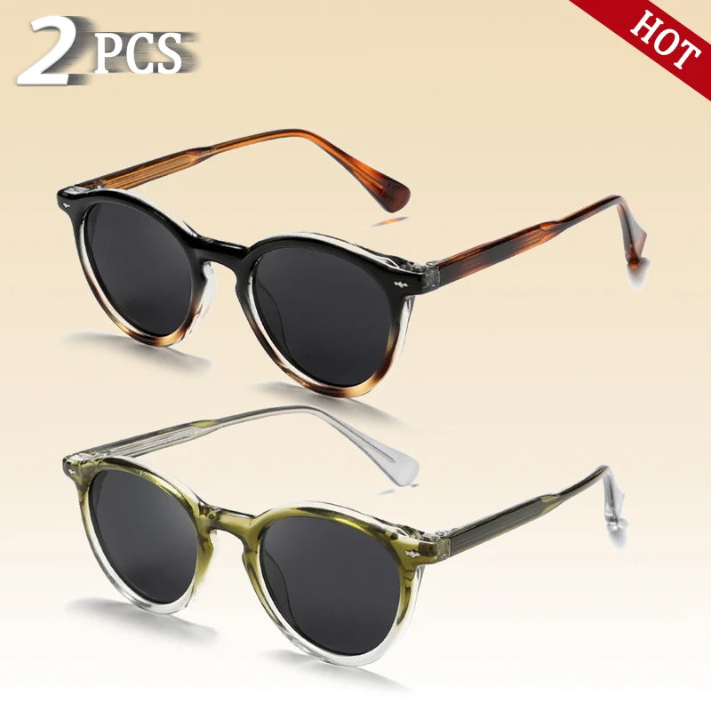 CATERSIDE Round Polarized Sunglasses Men Propionic High Quality Sun Glasses Women Punk Outdoor Driving Fishing Eyewear UV400