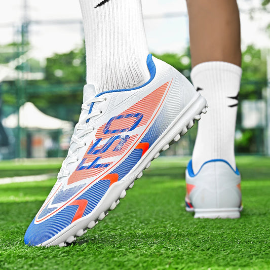 All-Season TF Turf Football Boots PU Breathable Fabric Upper Rubber Non-Slip Sole Durable Men Women Teenager Shoes