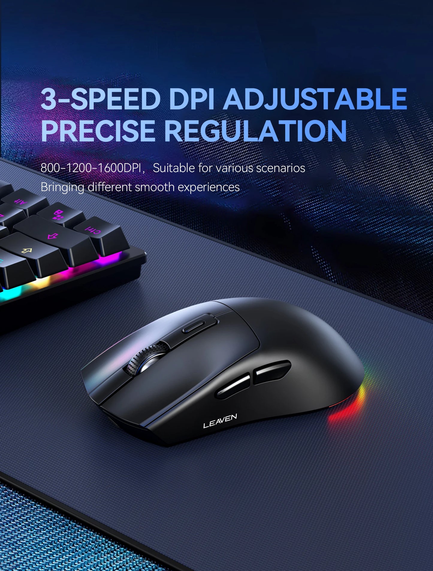 X3 Wireless Bluetooth Mouse 2.4G Dual-Mode Connection, DPI Adjustable, Lightweight Gaming Mouse, RGB Light, 300mAh Battery Capacity