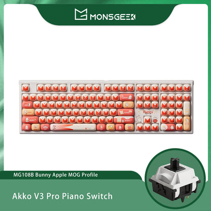 Akko MonsGeek MG108B Bun Wonderland kabellose mechanische Tastatur MOG-Profil RGB 108 Tasten Full Size Hot Swap USB / 2.4G / BT 5.0