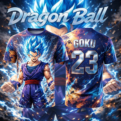 2026 Summer Dragon Ball Super Saiyan Blue Goku 3D Print Jersey Tee Oversized Unisex Men Women Kids Casual Anime Fan Tshirt