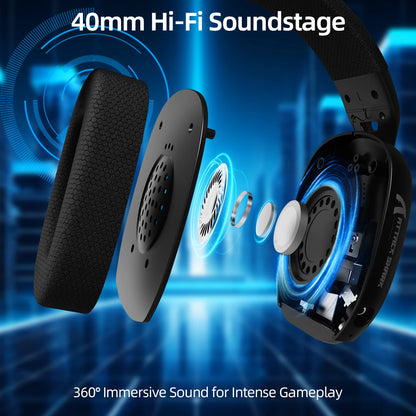 Cuffie da gaming ATTACK SHARK L80PRO 3-in-1 – Cuffie Bluetooth wireless a bassa latenza con doppio microfono, audio Hi-Fi da 40mm e connessione stabile