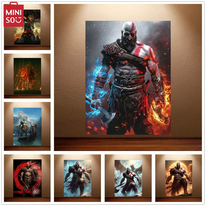 Kratos Poster God of War Game Poster Classic Video Games Poster Canvas Wall Painting Game Room Wall Decor Room Wall Ar