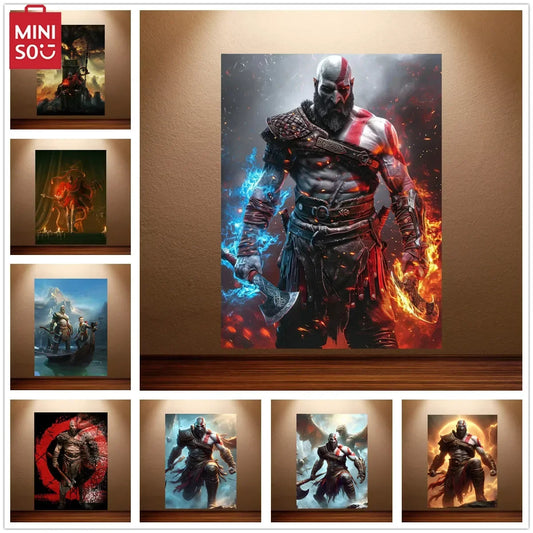 Kratos Poster God of War Game Poster Classic Video Games Poster Canvas Wall Painting Game Room Wall Decor Room Wall Ar