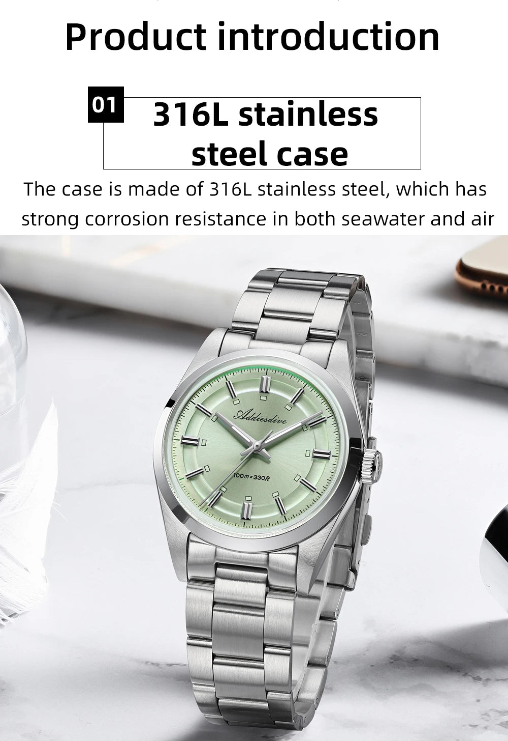 ADDIESDIVE 2026 New Luxury Men Analog Watch VH31 Bubble Glass Quartz Watch 10Bar BGW9 Luminous Steel Personalized Watch AD2515