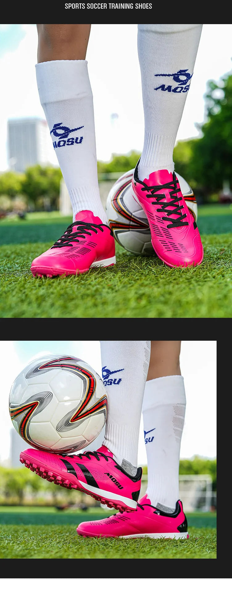 Neue Fußballschuhe für Herren und Damen, Hallen- und Outdoor-Sportschuhe mit langen Stollen und Multinocken für das Fußballtraining auf Matten