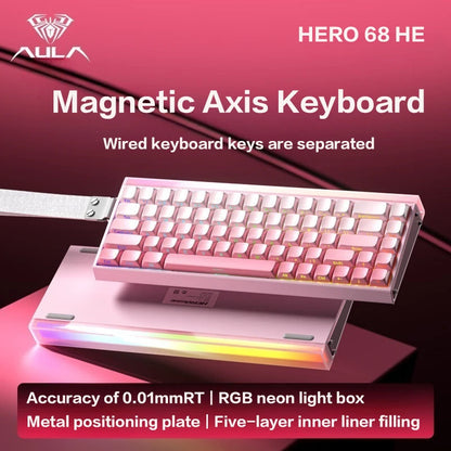 AULA HERO 68 HE Gaming-Mechanische Tastatur Magnetische Achse RT Kabelgebunden RGB-Beleuchtung 8K Polling-Rate Seitenbeschriftung