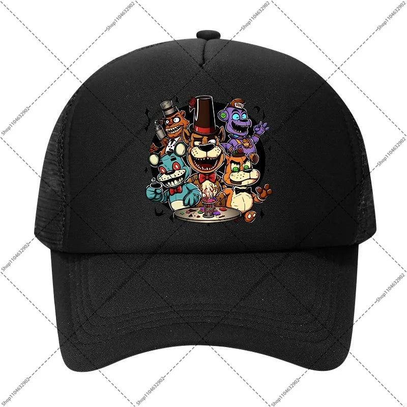 FNAF Baseball Cap Five Nights At Freddys Unisex Sun Hats Cartoon Anime Printed Hat Boys Girls Fashion Caps Birthday Party Gifts