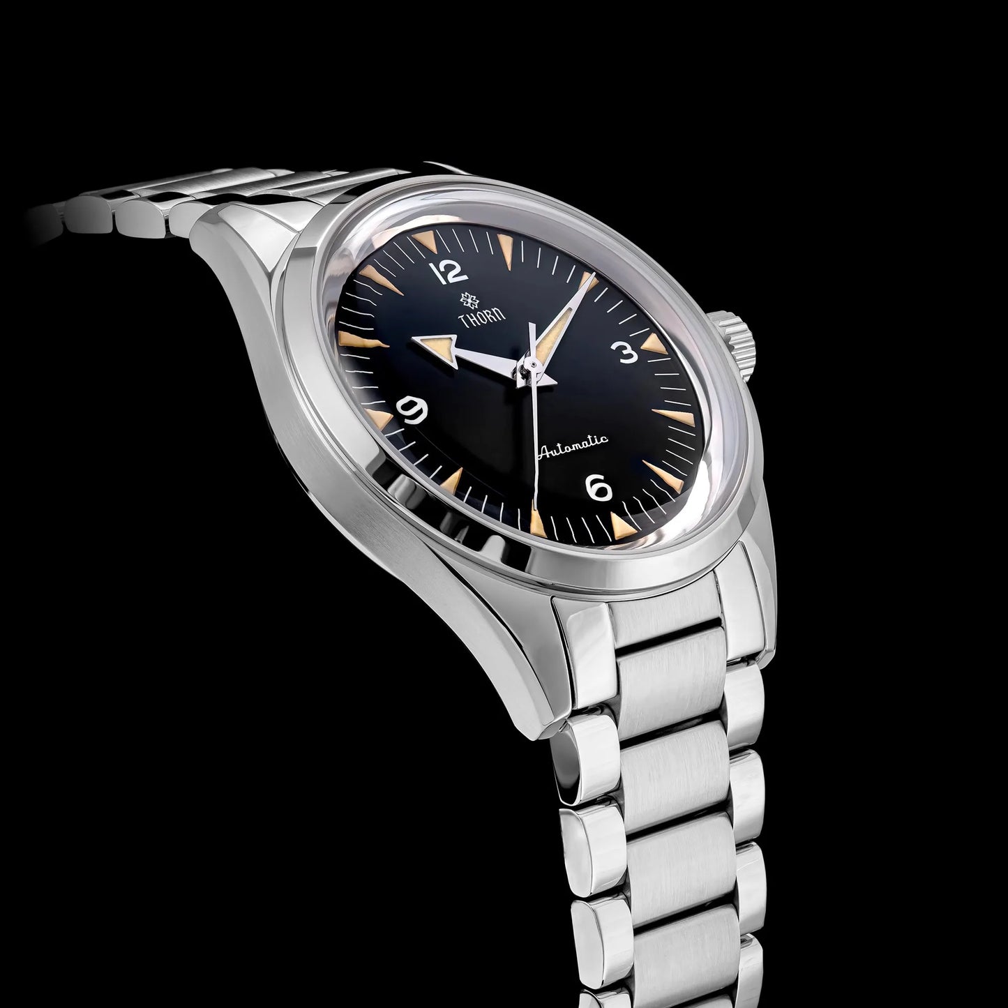 Thron T026 38mm Watch Sapphire Crystal 316L Stainless Steel PT5000/Swiss Ronda Automatic Movement Vintage Style Men's Watch