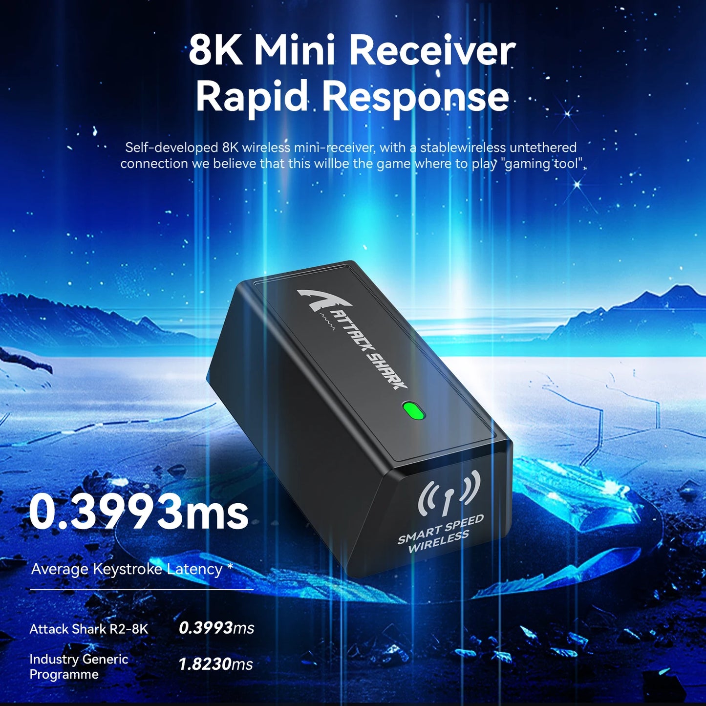 Mouse da gaming wireless Attack Shark R2 PAW3950 8K in lega di magnesio, leggero, Bluetooth tri-mode per gaming/ufficio