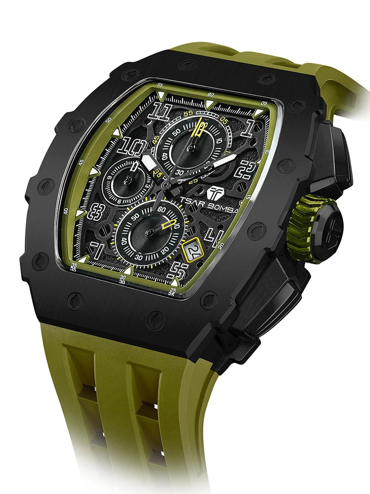Reloj TSAR BOMBA New TB8204 para hombre, cronógrafo de cuarzo japonés, resistente al agua 50M, reloj de pulsera deportivo de moda, reloj masculino de lujo, regalo para hombre