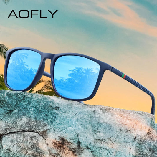 AOFLY Sports Sunglasses for Men Fashion Comfortable Wear Square Mirror Sun Glasses Male Lightweight Eyewear Women UV400