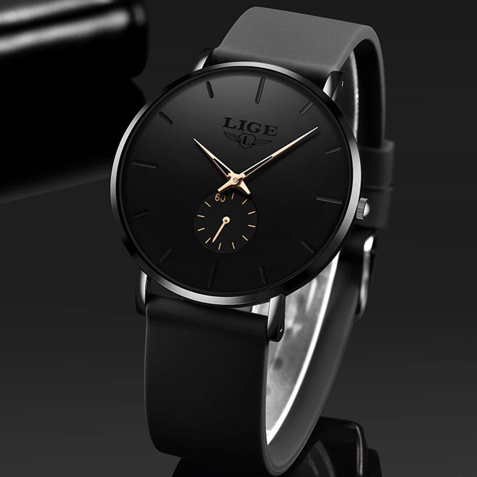 Reloj para hombre LIGE: estilo deportivo y moderno, marca de lujo, resistente al agua, diseño minimalista y ultradelgado, reloj de cuarzo para hombre