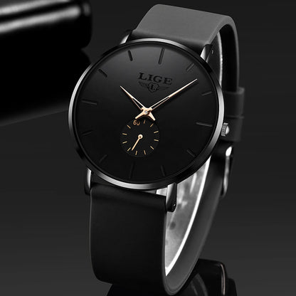 Reloj para hombre LIGE: estilo deportivo y moderno, marca de lujo, resistente al agua, diseño minimalista y ultradelgado, reloj de cuarzo para hombre