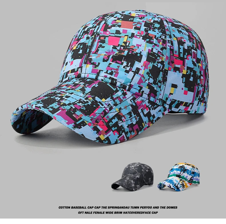 Summer Graffiti Light Board Baseball Cap Unisex Outdoor Sun Protection Hat Fashion Sports Cap Casual Duckbill Cap