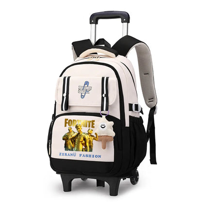 Fortnite Schüler-Rollrucksack mit großem Fassungsvermögen, wasserdichtem, leichtem Design, minimalistischer Laptop-Schultasche und lässiger Reisetasche