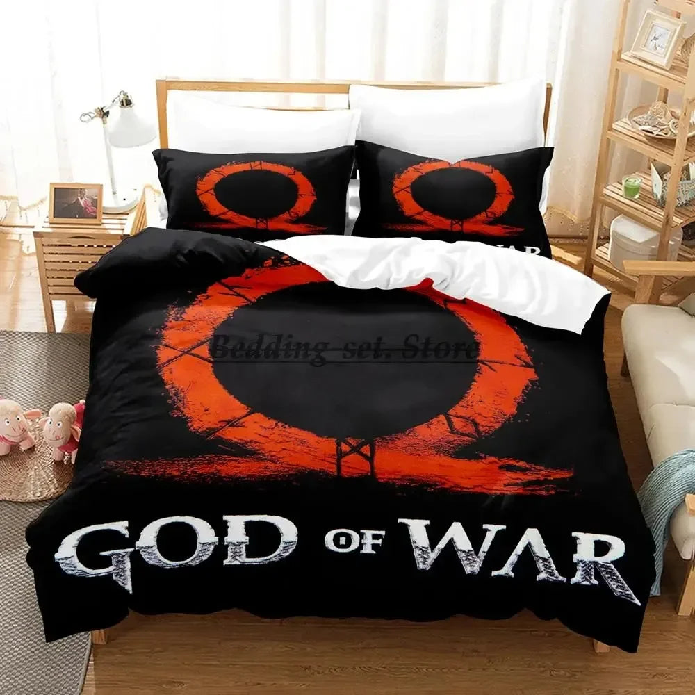 2023 Game God of War Bedding Set Single Twin Full Queen King Size Bed Set Aldult Kid Bedroom Duvetcover Sets Anime Bed Sheet Set