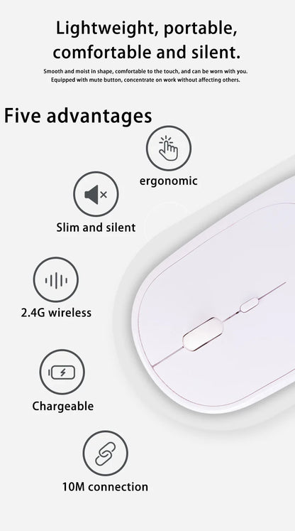Lenovo Wireless Mouse USB Rechargeable Ergonomic Adjustable DPI Office Silent 2.4G Bluetooth Optical Electric Mice Game Office