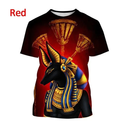 Grim Reaper Anubis T-shirts 3D-tryckt forntida egyptisk gud T-shirt Egyptens öga Farao Mode Harajuku kortärmad T-shirt