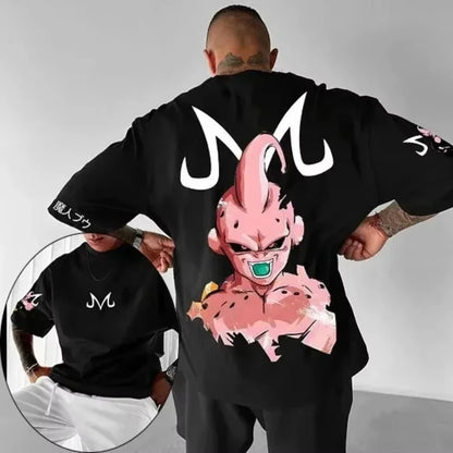 T-shirt oversize Dragon Ball Estate 2026 con cavo di alimentazione, Piccolo Goku, stampa artistica, casual neutro Y2K