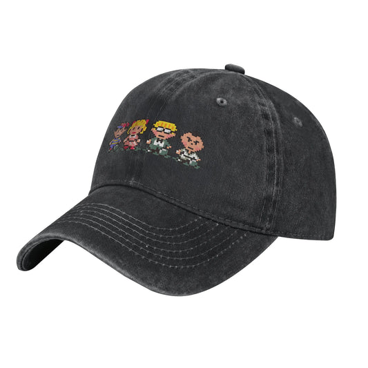 Earthbound Party Member Sprites Baseball Cap - Black Peaked Cap, Lightweight Polyester, Sports Style, Women's and Men's Cap, Par