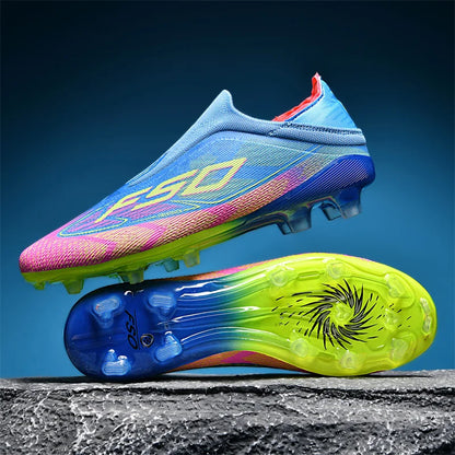 Nouvelles chaussures de football pour hommes, crampons mi-montants de haute qualité, légères, antidérapantes, pour l'extérieur et l'entraînement sur gazon, modèle très vendu
