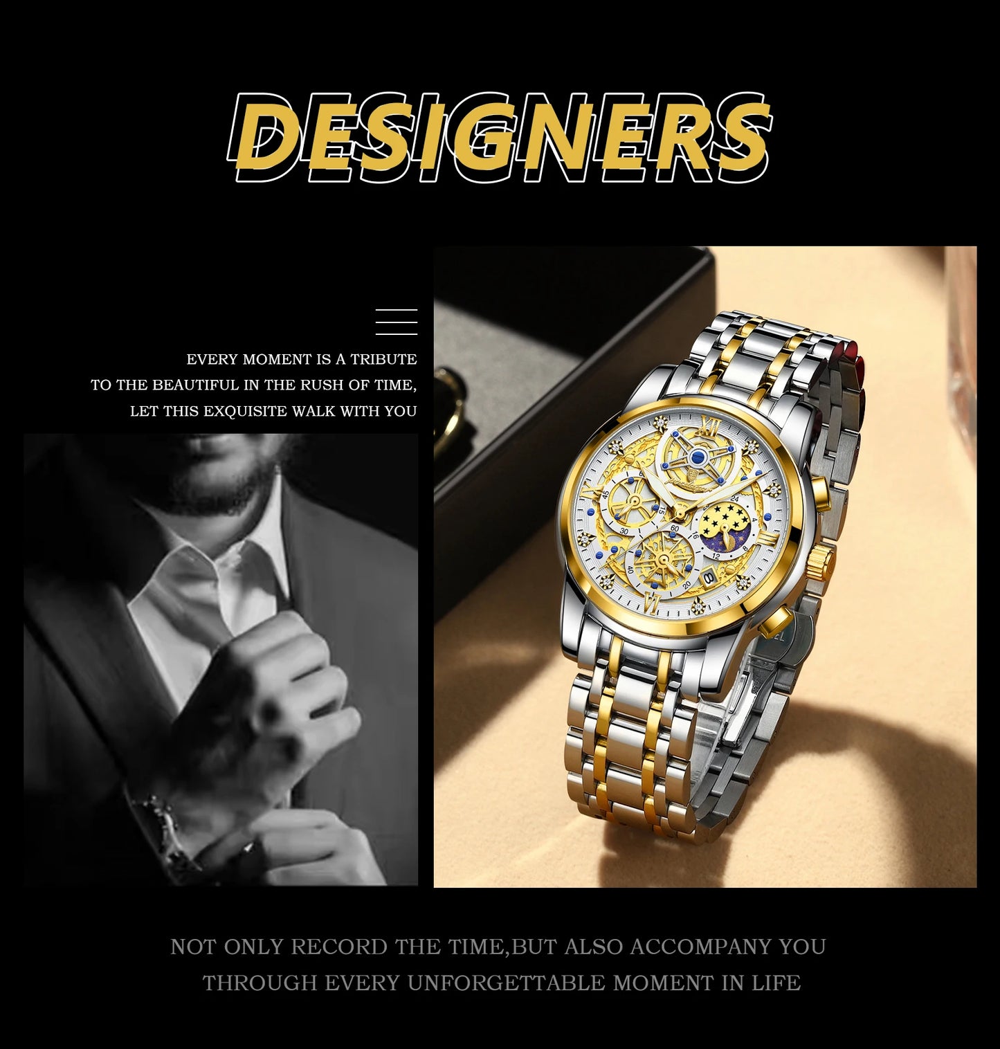 POEDAGAR Top Fashion Men's Watches Stainless Steel Date Chronograph Business Quartz Men Wristwatch Waterproof Luminous Man Watch