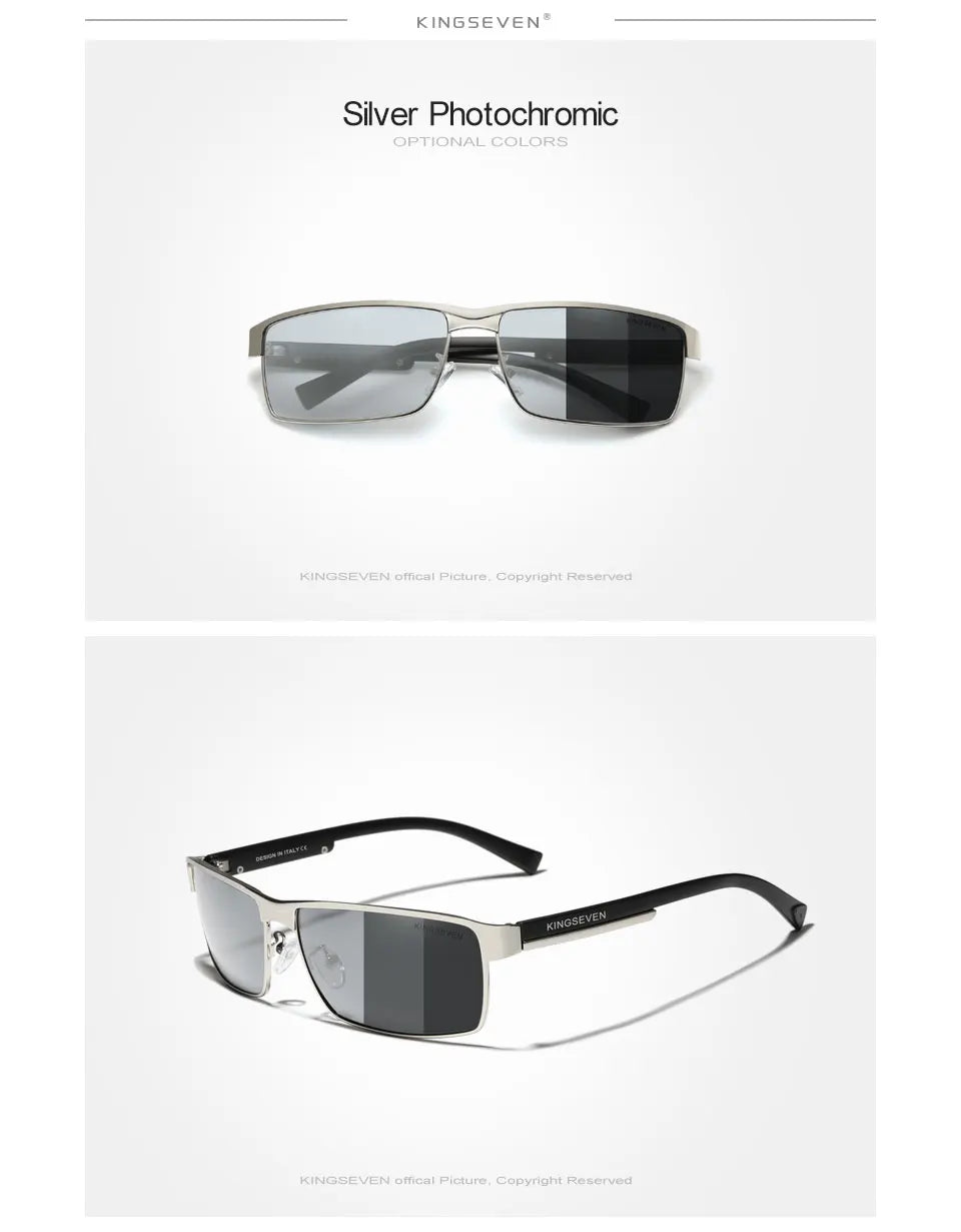 KINGSEVEN Men Polarized Photochromic Sunglasses Design Women Chameleon Sun Glasses UV400 Anti-glare Driving Square Eyeglasses