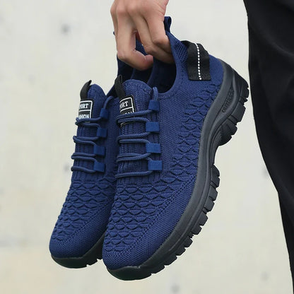 Men's Bright Yellow Outdoor Sneakers Breathable Mesh Construction Shock Absorbing Sports Shoes Stylish Trendy Adventure Footwear