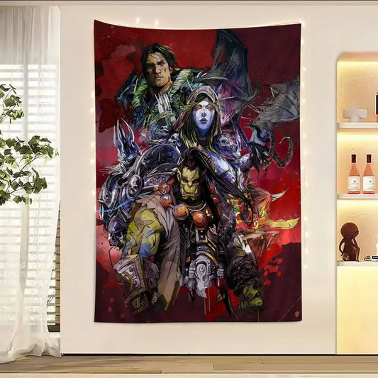 Karštas žaidimas World Of Warcraft spausdintas didelis sieninis gobelenas, nebrangi hipiška sienos dekoracija, bohemiški sieniniai gobelenai, mandalos namų dekoras