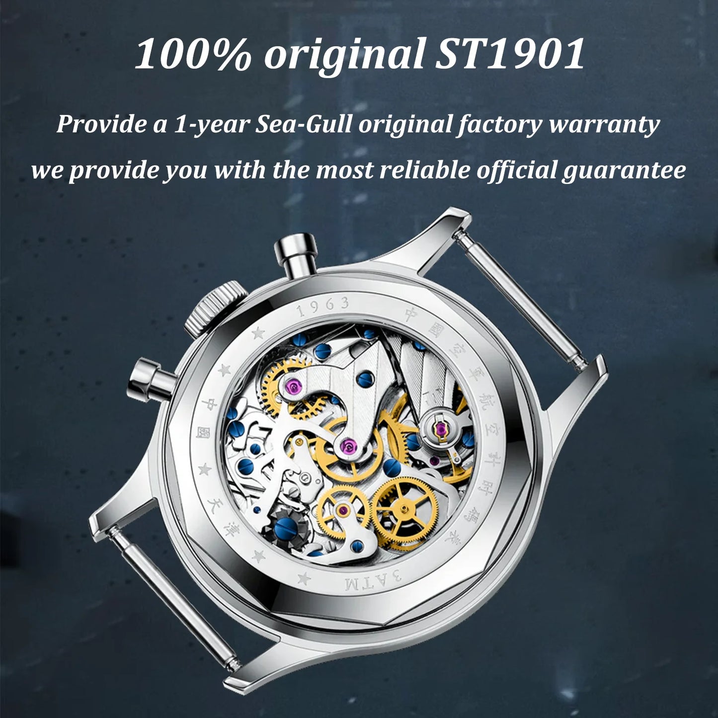 Reloj mecánico para hombre Seagull 1963 International Edition, reloj de piloto ST1901, cronógrafo retro de pulsera, aviación de la Fuerza Aérea, nuevo