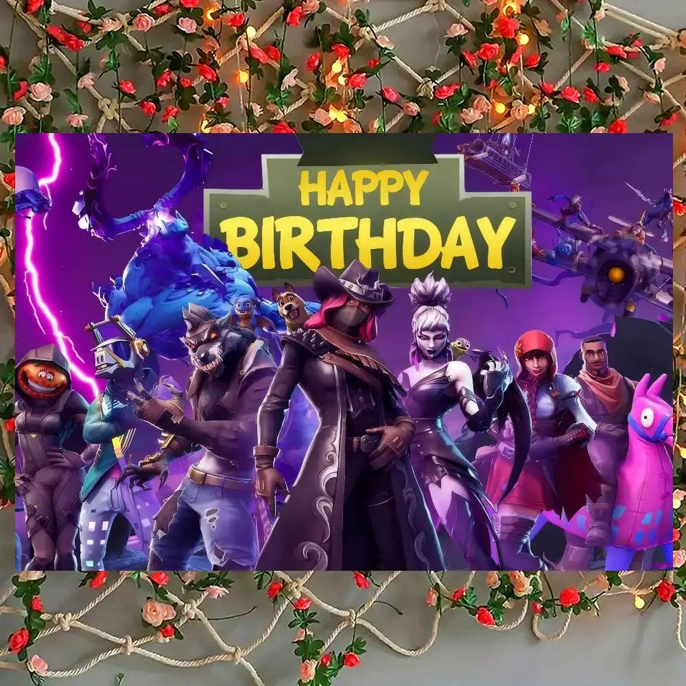 Anime Backdrop For Photo Studio Boys Baby Shower Happy Birthday Party Photography Hot Game F-Fortnite-ES Cool Background