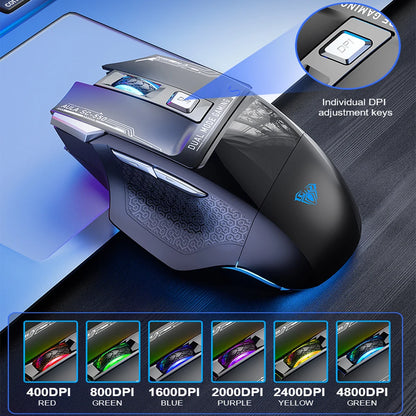 Ratón gaming AULA SC550 2.4G inalámbrico con macro, retroiluminación RGB, diseño ergonómico, ratón e-sports, accesorios para PC