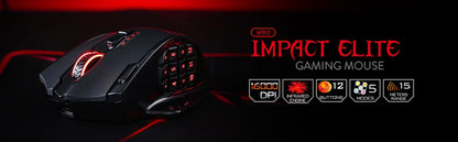 Redragon M913 Gaming-Maus, 16000 DPI, kabelgebunden und kabellos 2.4Ghz, optisch, RGB, 16 programmierbare Tasten, Schwarz/Weiß