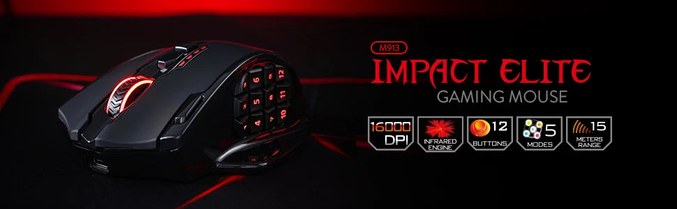 Redragon M913 Gaming 16000 DPI Wired 2.4Ghz Wireless RGB Optical Gamer Mouse 16 Programmable Buttons, Black/White Mouse