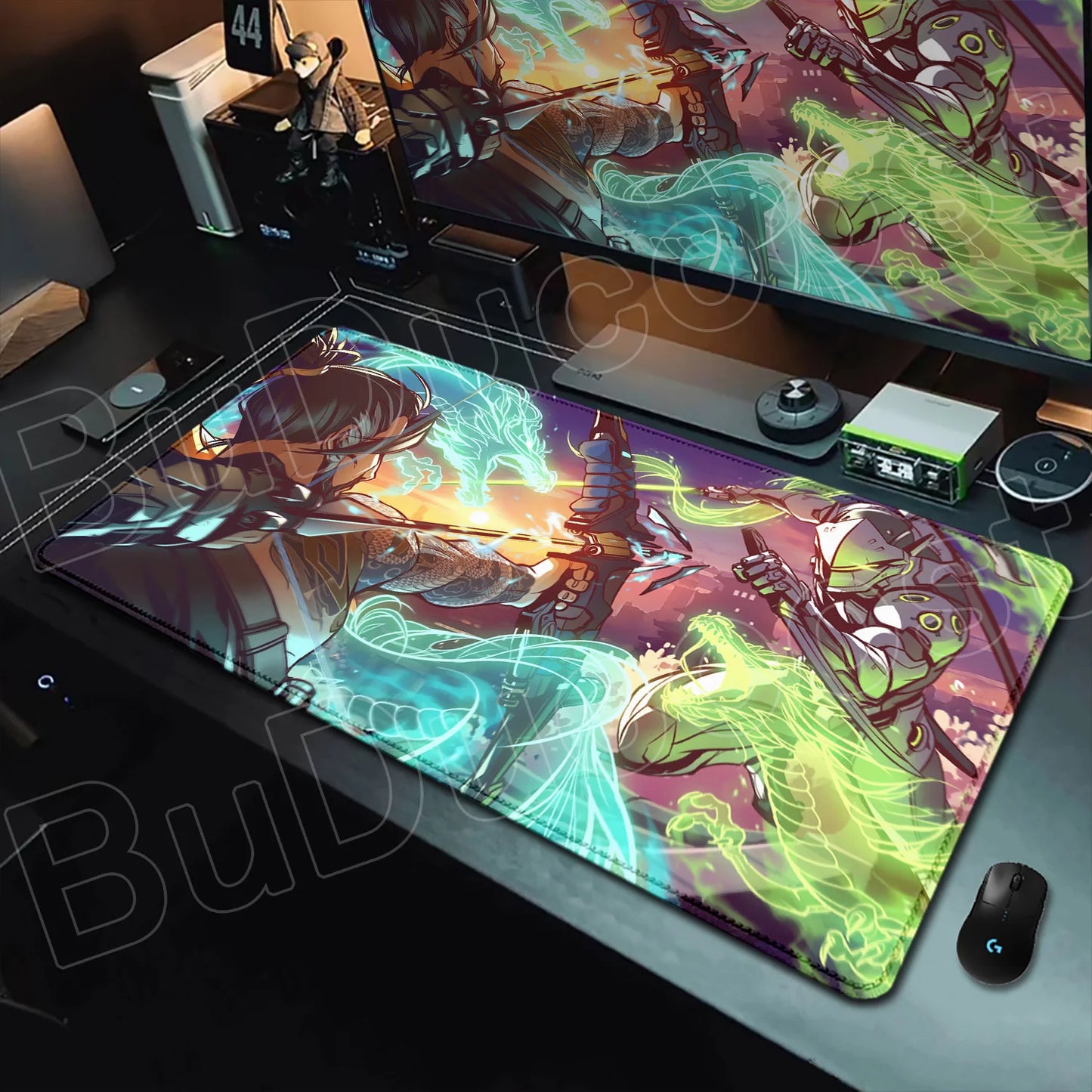 Tapete de rato gaming Overwatch Anime Girl grande XXL com impressão HD, base para teclado de computador, portátil e escritório, tapete de secretária em borracha macia 900x400 MM